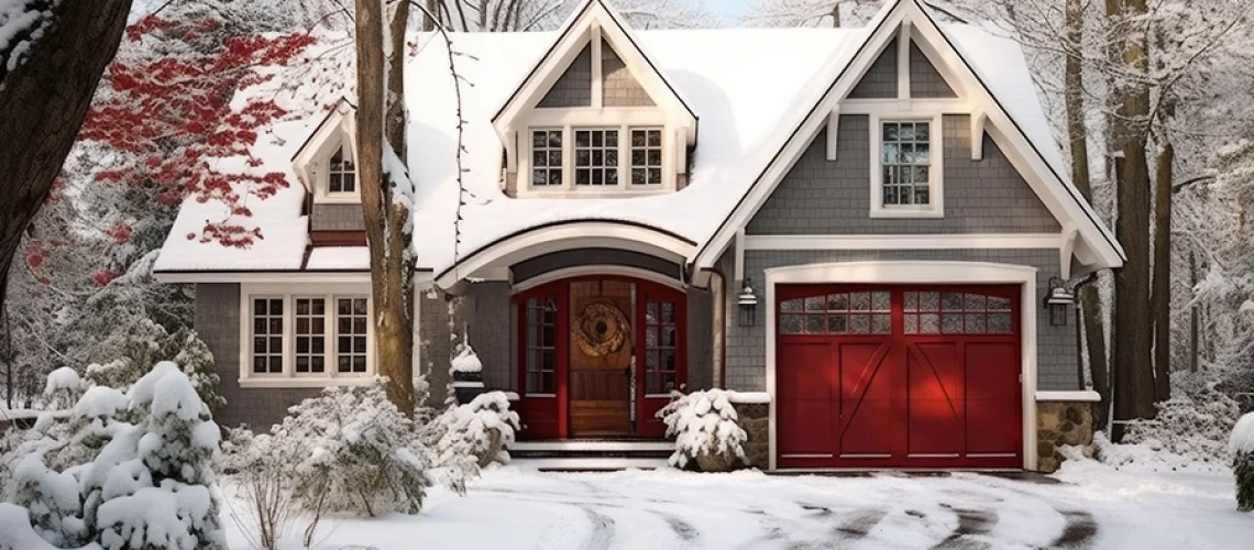 A residential home in the middle of winter in Decatur, IL. To keep their homes safe, Illinois homeowners should contact Design-Air Heating & Air Conditioning.